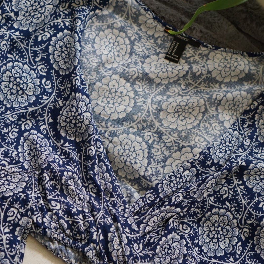 Blue Paisley Crop Top